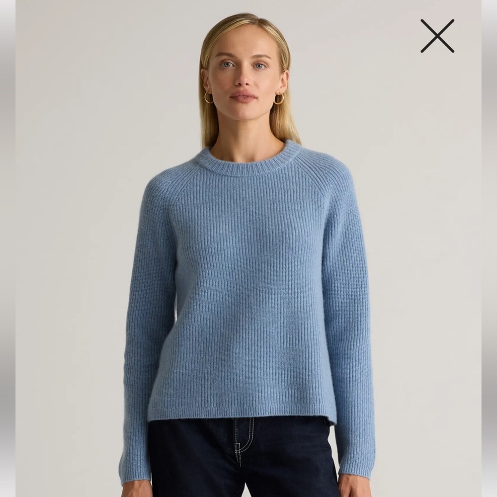 dusty blue Mongolian cashmere fisherman sweater from quince 🩵🩶